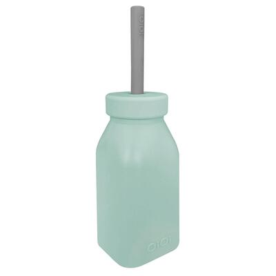 Oioi Silikon Şişe + Pipet 6+ Ay River Green - Powder Grey