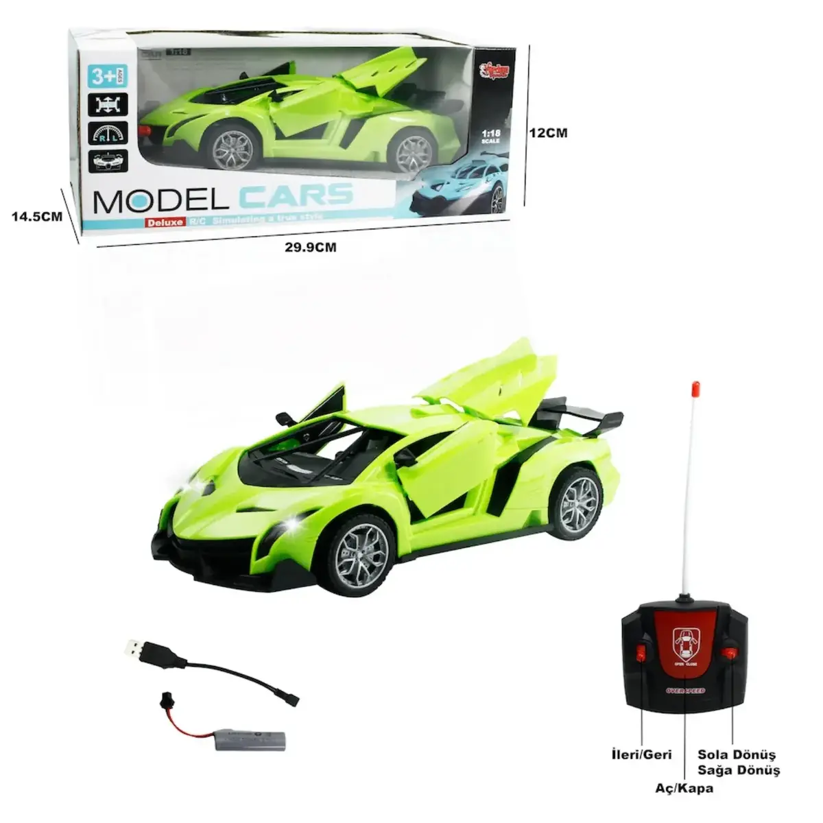 Vardem Uzaktan Kumandalı Full Fonksiyon Şarjlı Kapı Ve Bagajı Açılan Araba 1:18