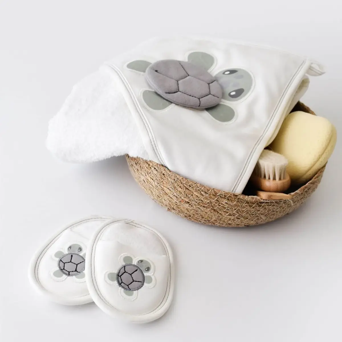 Bibaby Bornoz Takımı Tortoise Ekru - Yeşil