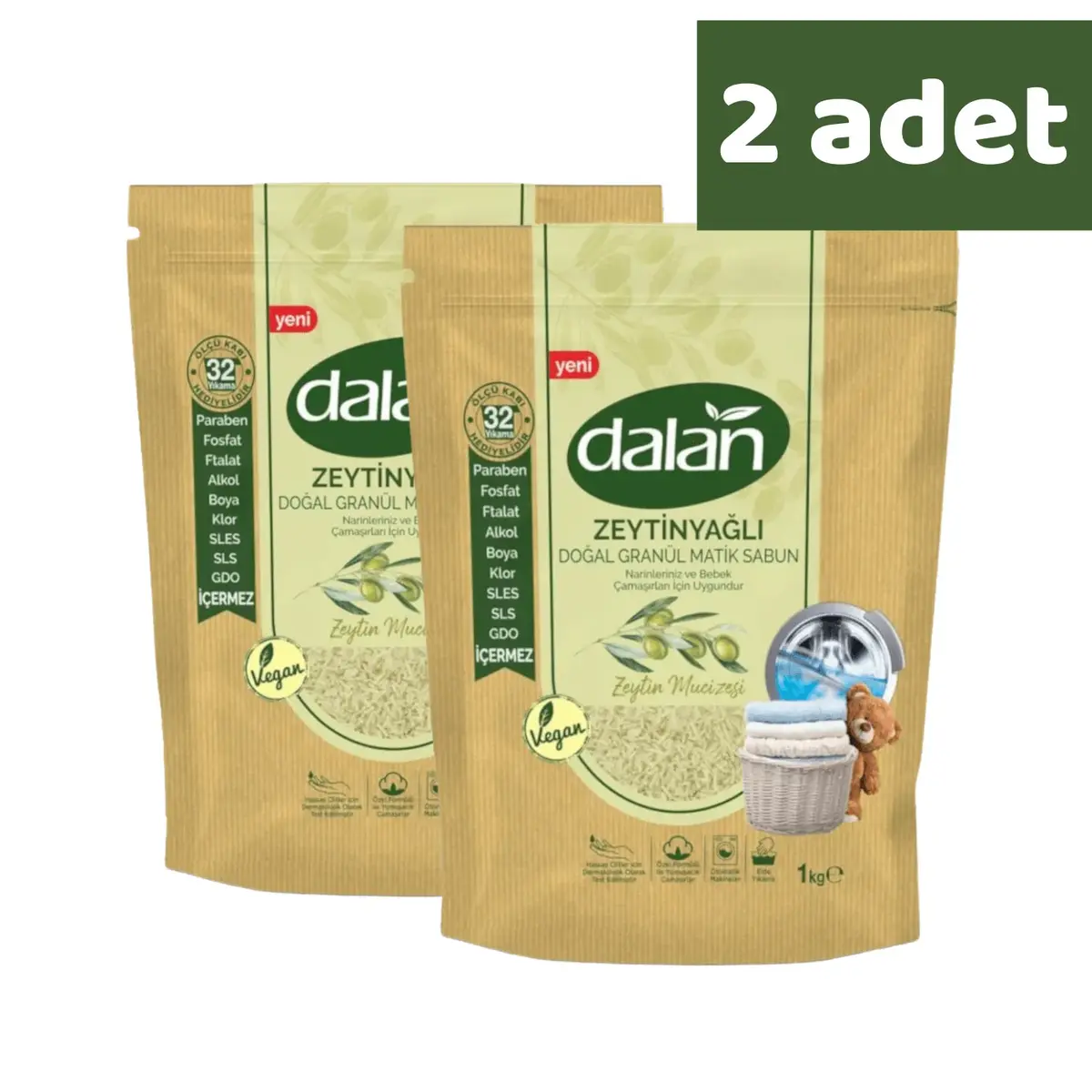 Dalan Doğal Granül Sabun Zeytinyağlı 1000 gr x 2 Adet Dalan Doğal Granül Sabun Zeytinyağlı 1000 gr x 2 Adet