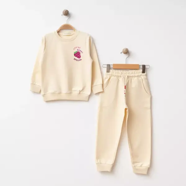 Bebolly 2li Takım You're Berry Baskılı Bej