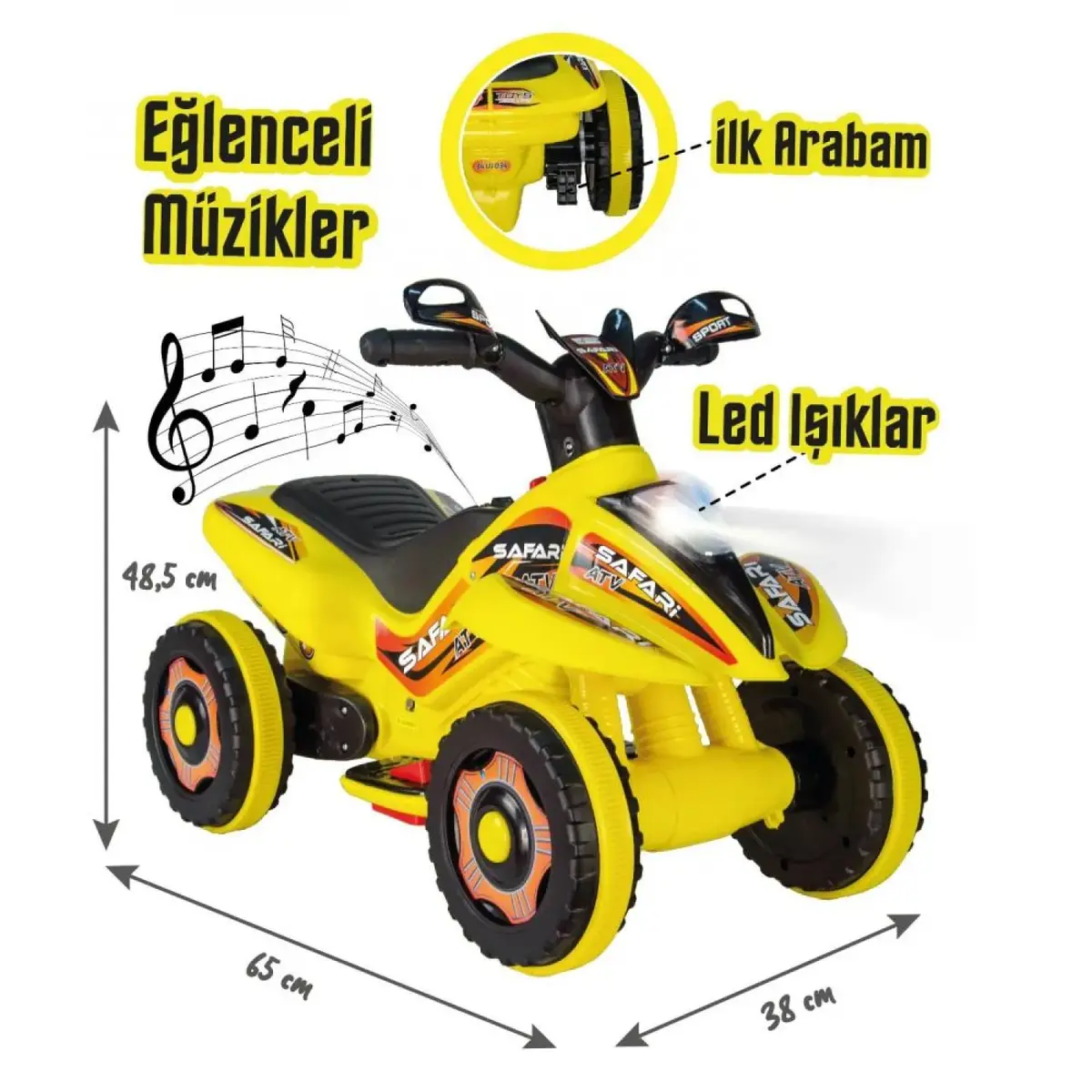 Akülü Atv 6 Volt Sarı