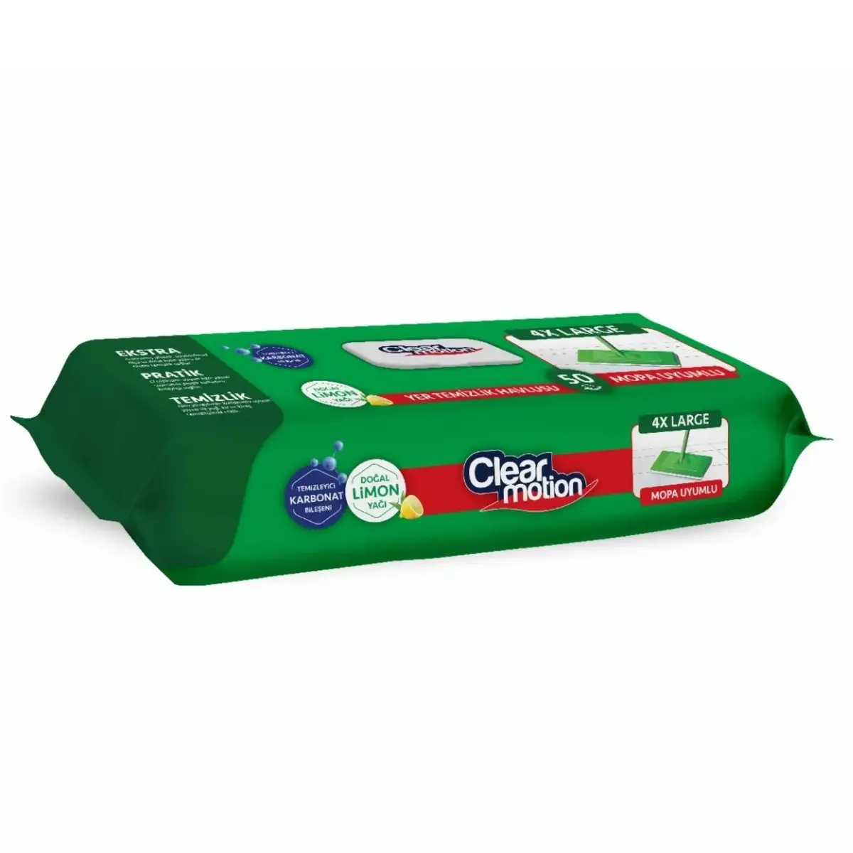 Clear Motion Yer Temizlik Havlusu Doğal Limon Yağı Mop Uyumlu 50li
