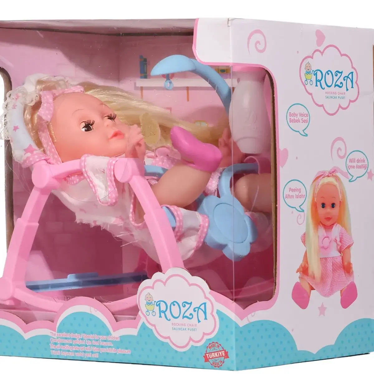 Roza Salıncaklı Altını Islatan Bebek Sesli