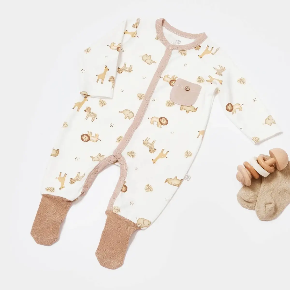 Bibaby Tulum Çoraptolon Animals Kingdom Ekru - Bej