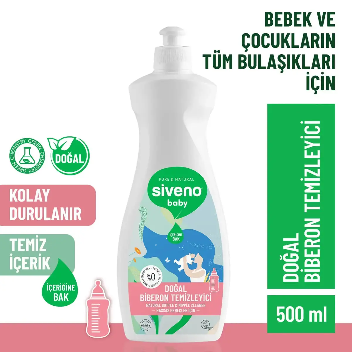 Siveno Doğal Biberon ve Emzik Temizleyici 500 ml