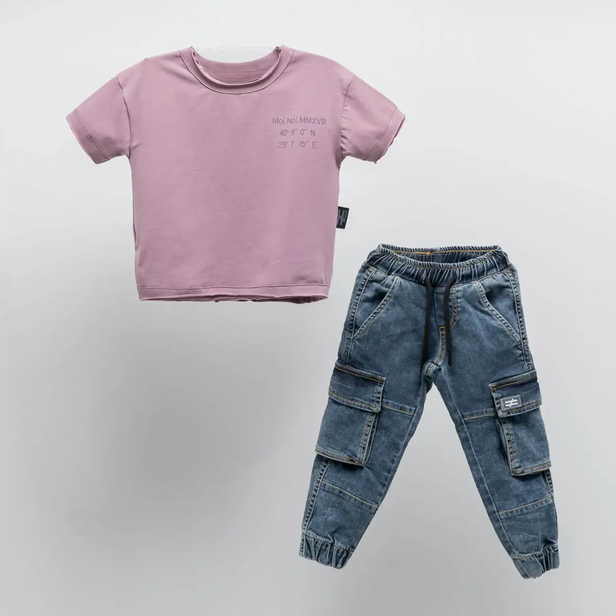 Moi Noi 2li Takım Pantolon Kot Mor Moi Noi 2li Takım Pantolon Kot Mor