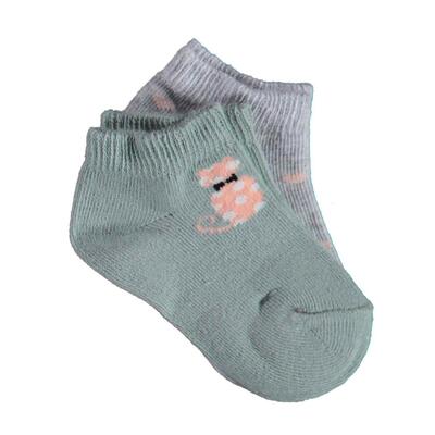 Bibaby Organik Çorap Soket 2li Cat Mint Gri