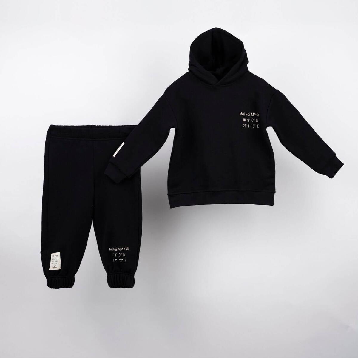 Moi Noi 2li Takım Kapüşonlu Basic Siyah