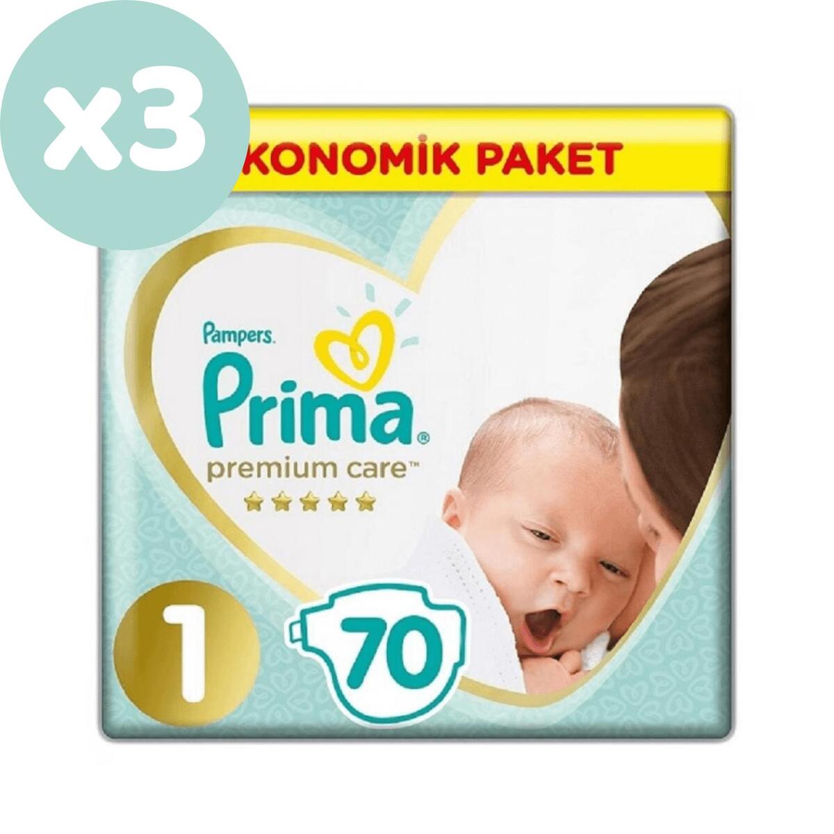 Prima Premium Care Bebek Bezi 1 Beden Yenidoğan 70li Ekonomik Paket x3