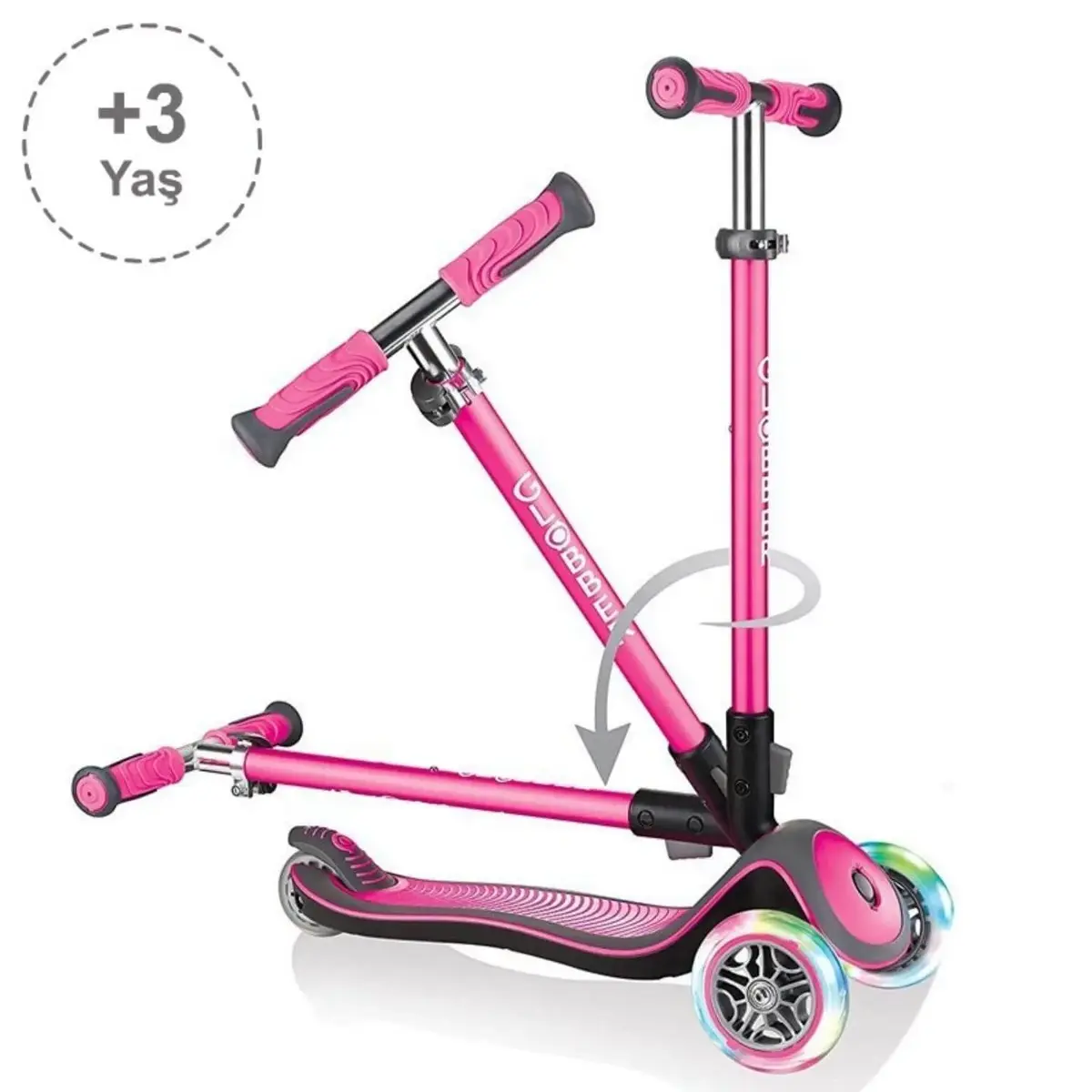 Globber Elite Deluxe Işıklı Scooter Pembe