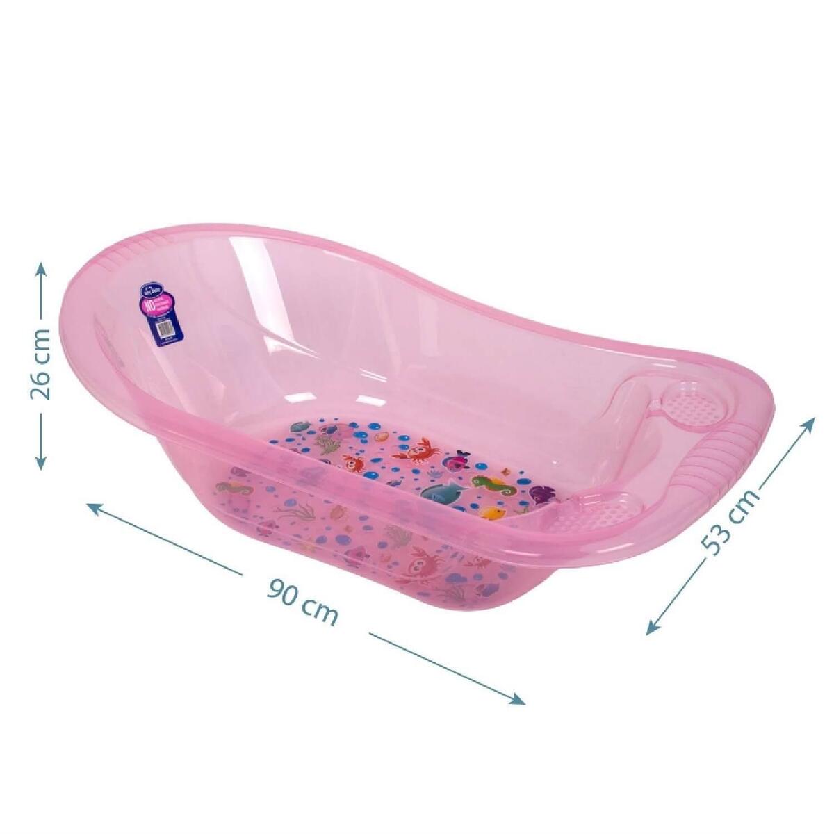 Sevi Bebe Giderli Bebek Banyo Küveti Desenli Şeffaf Pembe (Yeni)