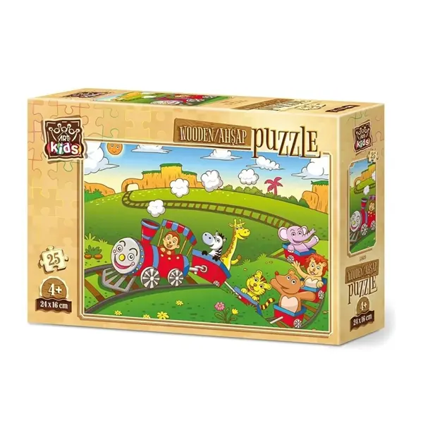 Art Kids Hayvanlar Treni Ahşap Puzzle 25 Parça
