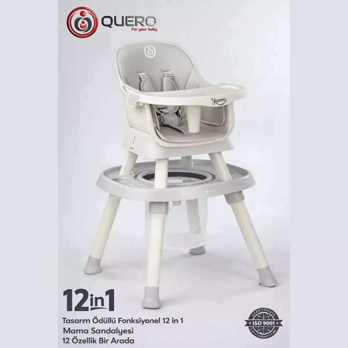 Quero Yummy 12 in 1 Fonksiyonel Mama Sandalyesi Gri