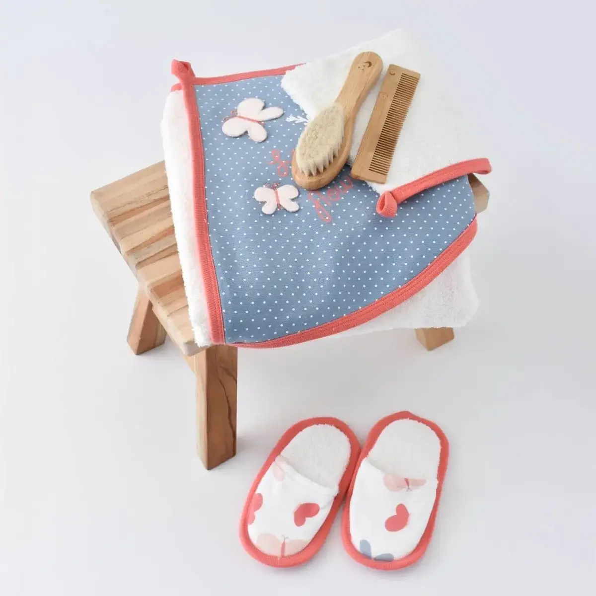 Bibaby Organik Bebek Bornoz Takımı Wild Flowers Coral