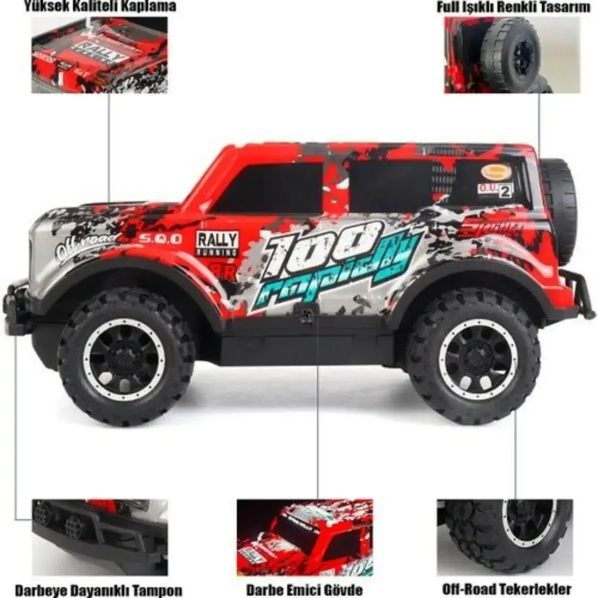 Uzaktan Kumandalı Full Fonksiyon Led Işıklı Şarjlı Jeep 1:20 2.4G