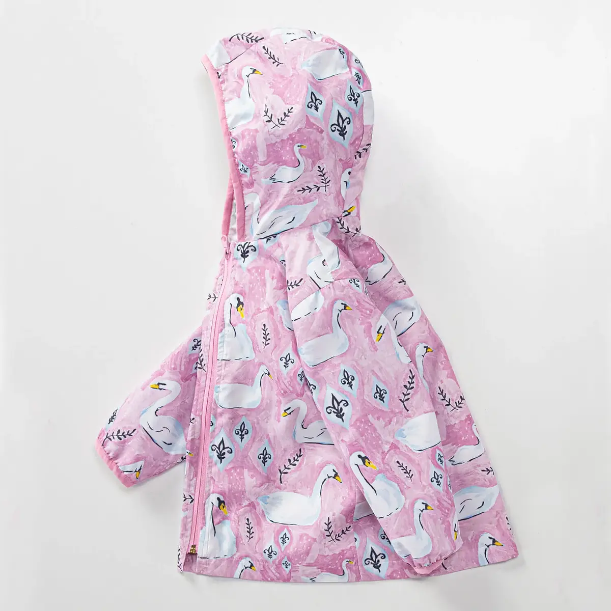 Midimod Yağmurluk Kuğu Baskılı Pembe