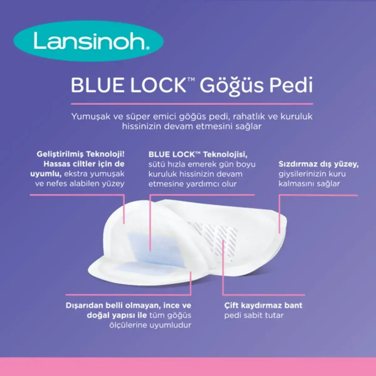 Lansinoh Blue Lock Göğüs Pedi 36lı
