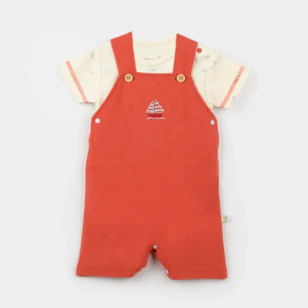 Bibaby Organik Salopet Sun Lets Sail Ekru - Mavi