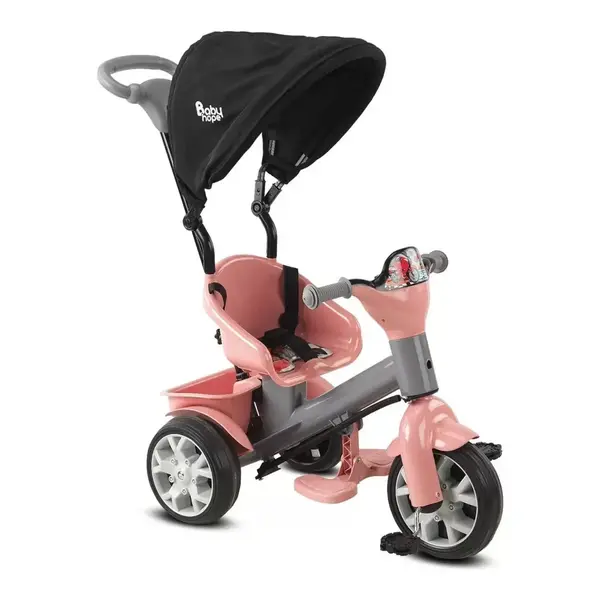 Babyhope Bobo Tenteli İtmeli Bisiklet Pembe-Gri