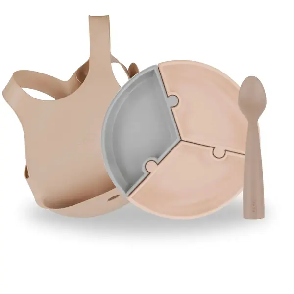 Oioi Yemek Seti Tabak Kaşık Önlük Bubble Beige