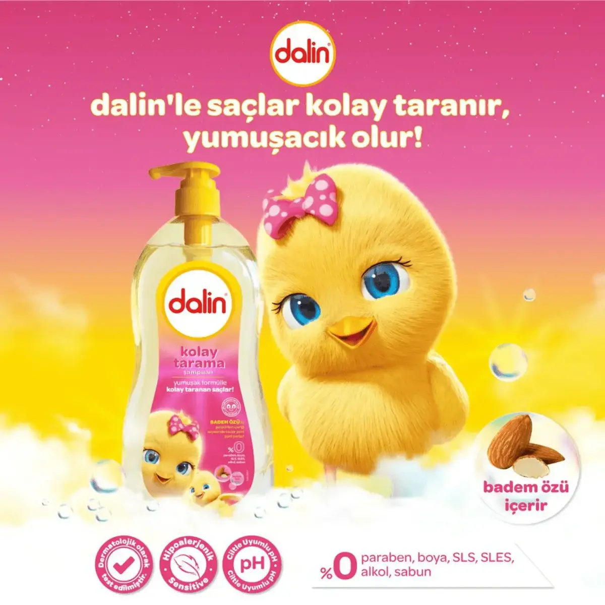 Dalin Kolay Tarama Bebek Şampuanı Badem 700 ml x 3 Adet