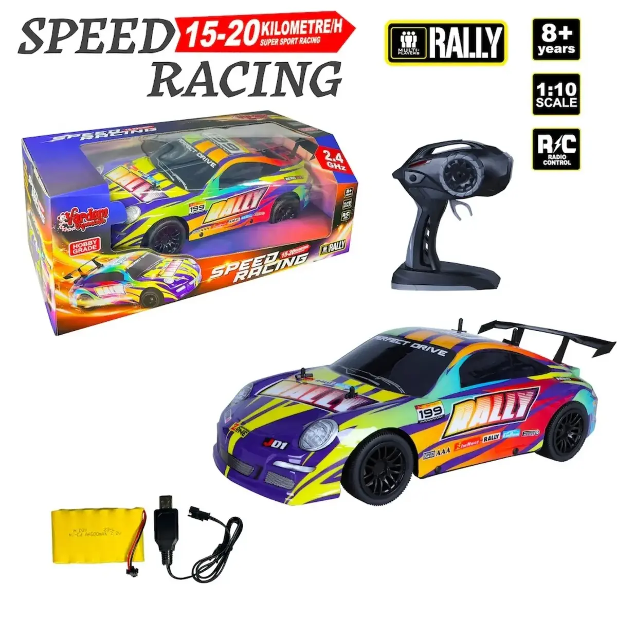 Vardem Uzaktan Kumandalı Full Fonksiyon 2.4G Şarjlı 1:10 Ralli Arabası