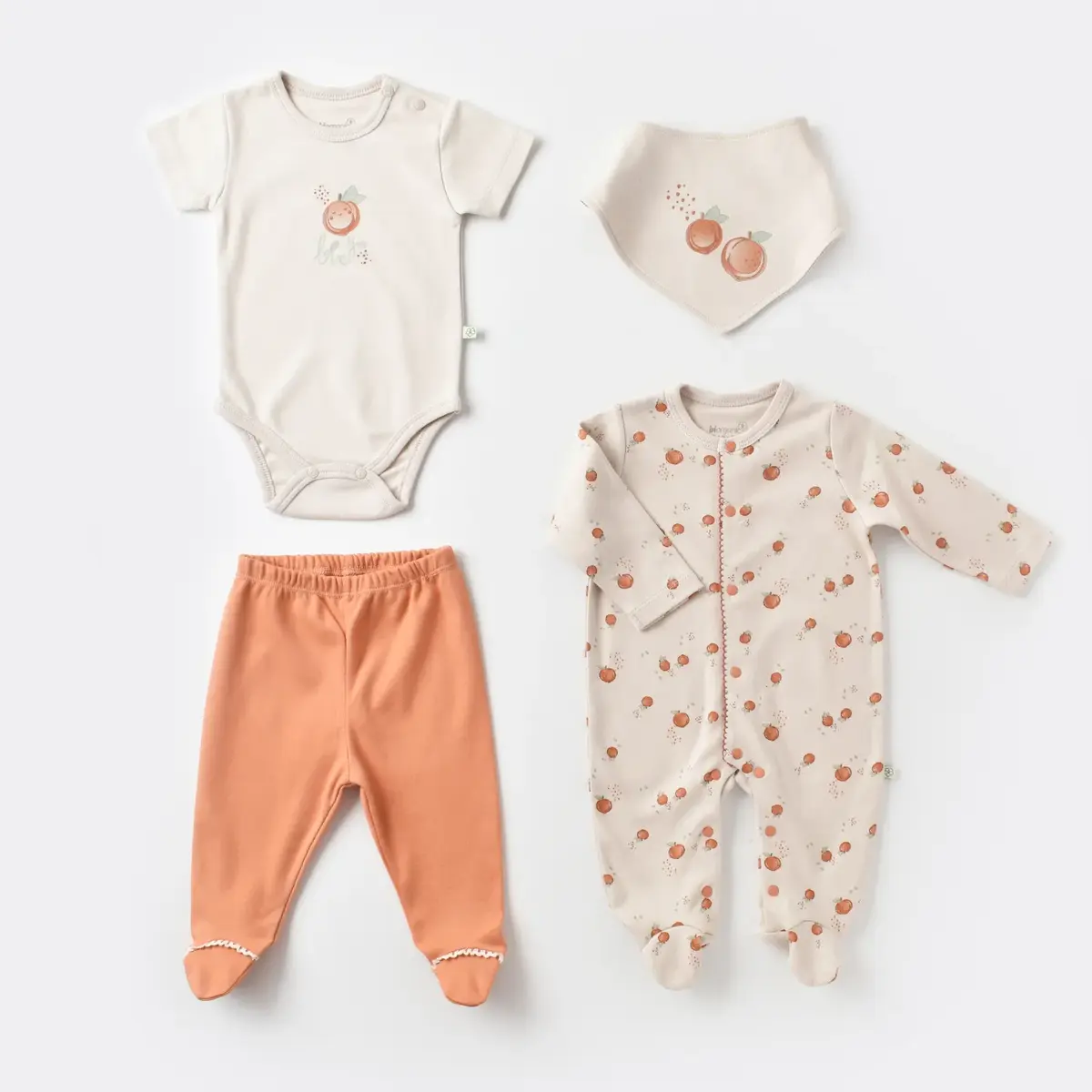 Bibaby Organik Tulum Takımı Tüllü Summer Fruit Prematüre Light Cream Caramel