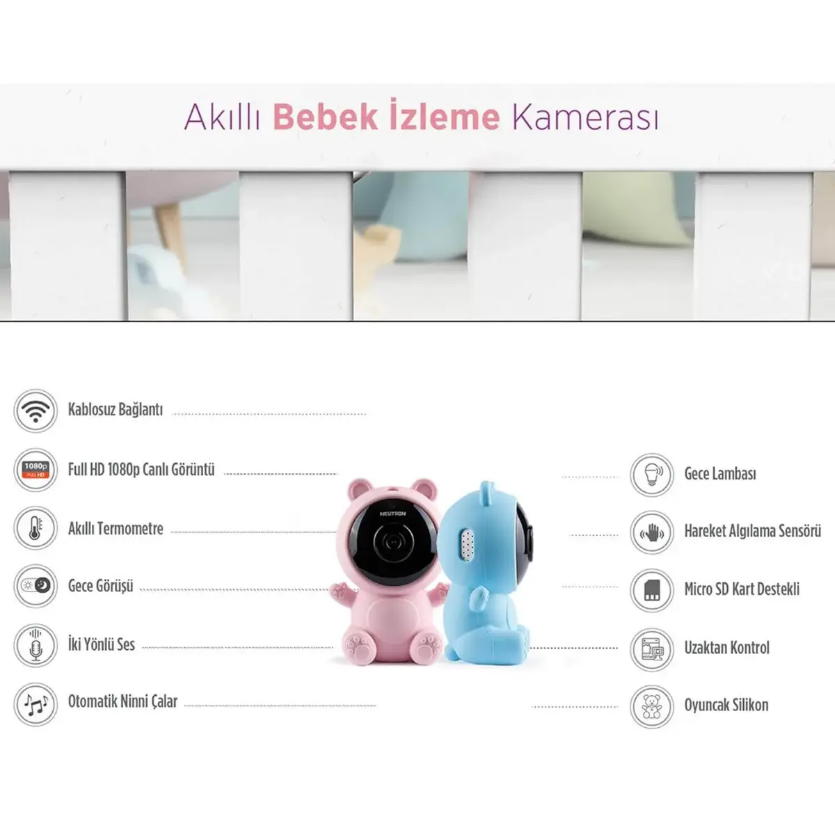 Neutron Akıllı Bebek Kamerası Pembe