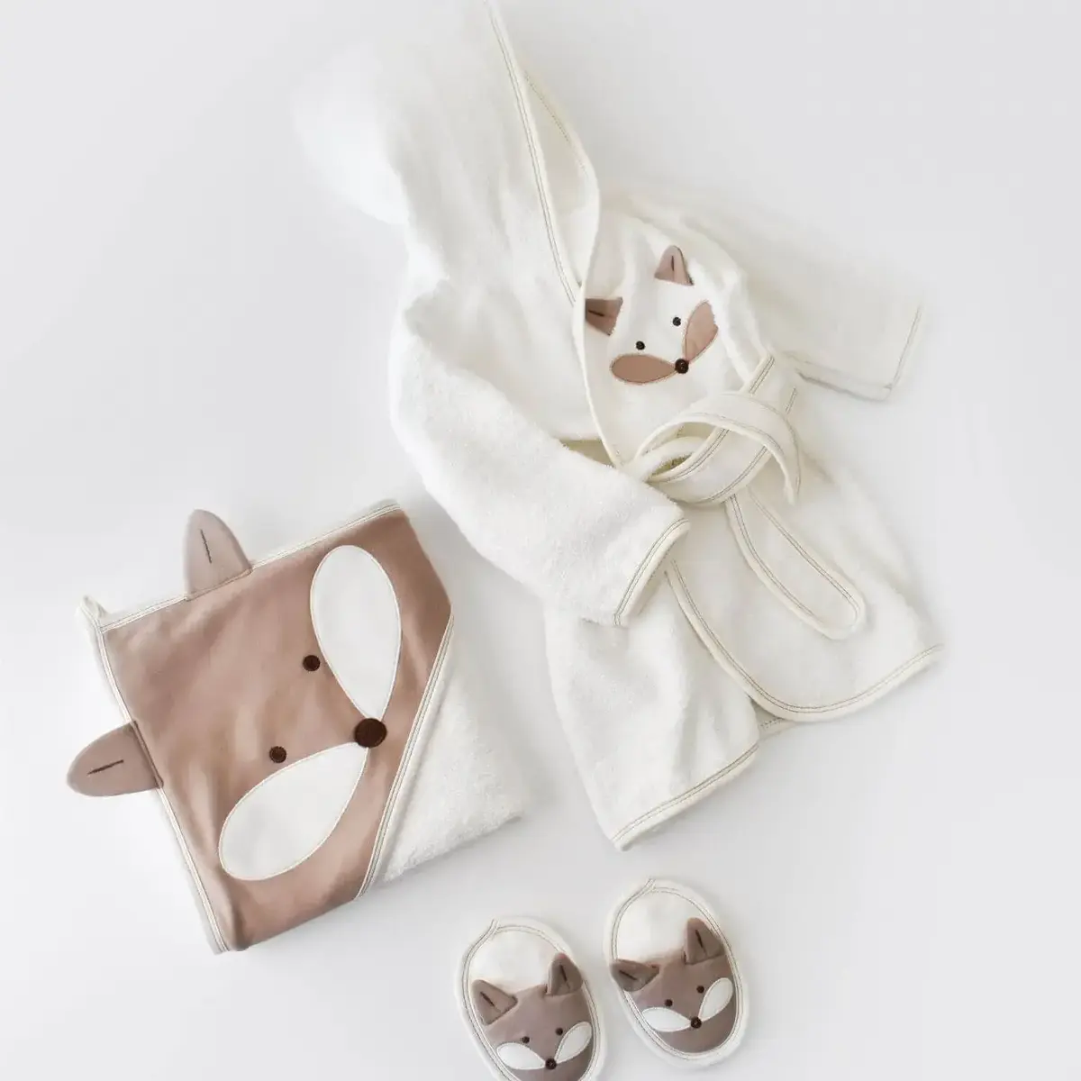 Bibaby Bornoz Takımı Sweet Fox Ekru - Kahverengi