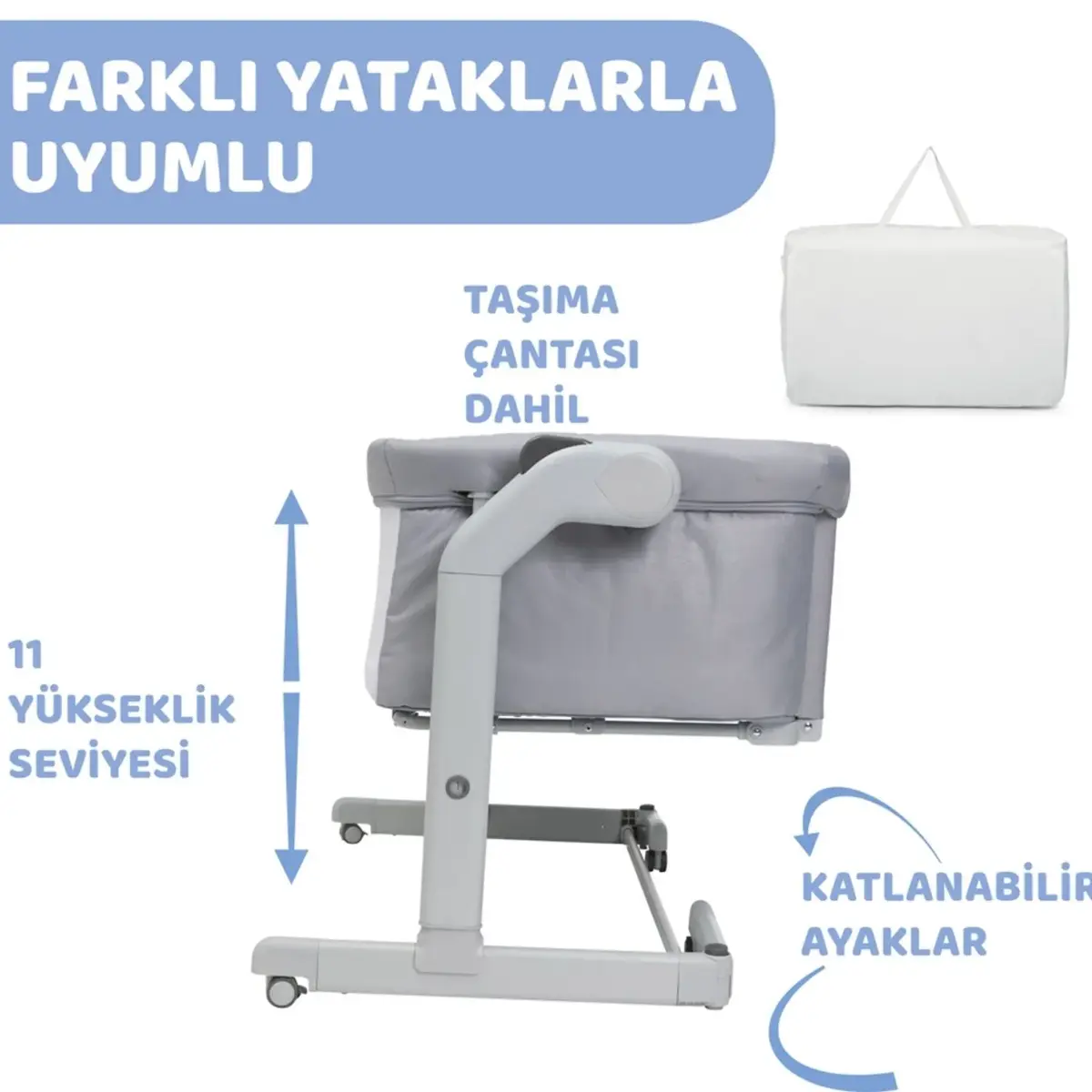 Chicco Next2Me Magic Evo Anne Yanı Beşik Grey Mist