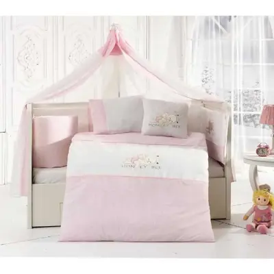 Mini Damla Honey Bee Uyku Seti 75x130 cm Pembe