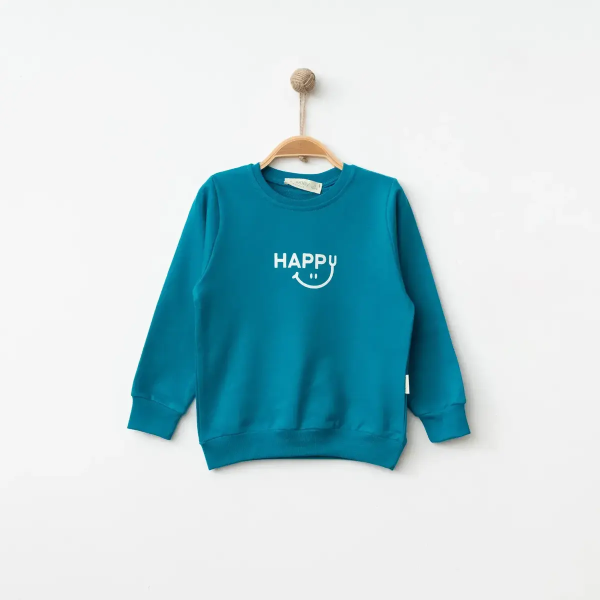 Bebolly Sweatshirt Happy Baskılı Turkuaz