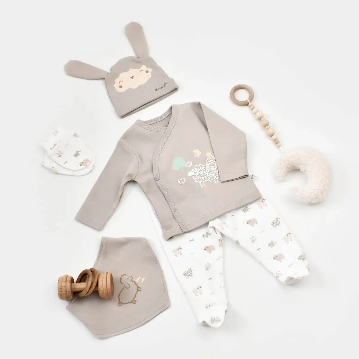 Bibaby Organik Hastane Çıkışı 5li Curly Sheep Bej
