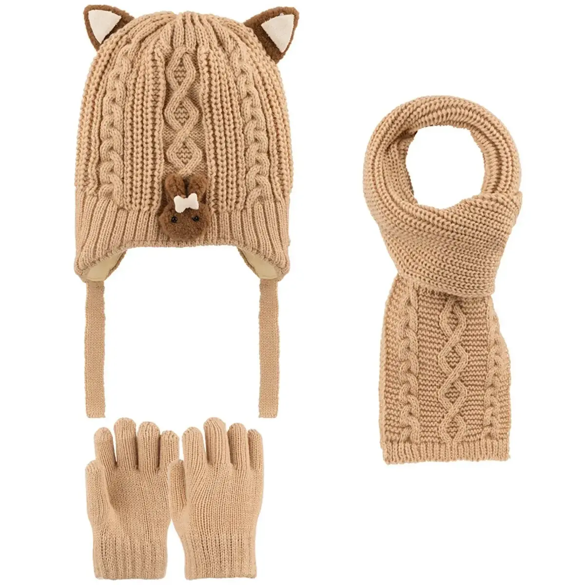 Kitti Eldiven Atkı Bere Takım 1-4 Yaş Bej Asortili