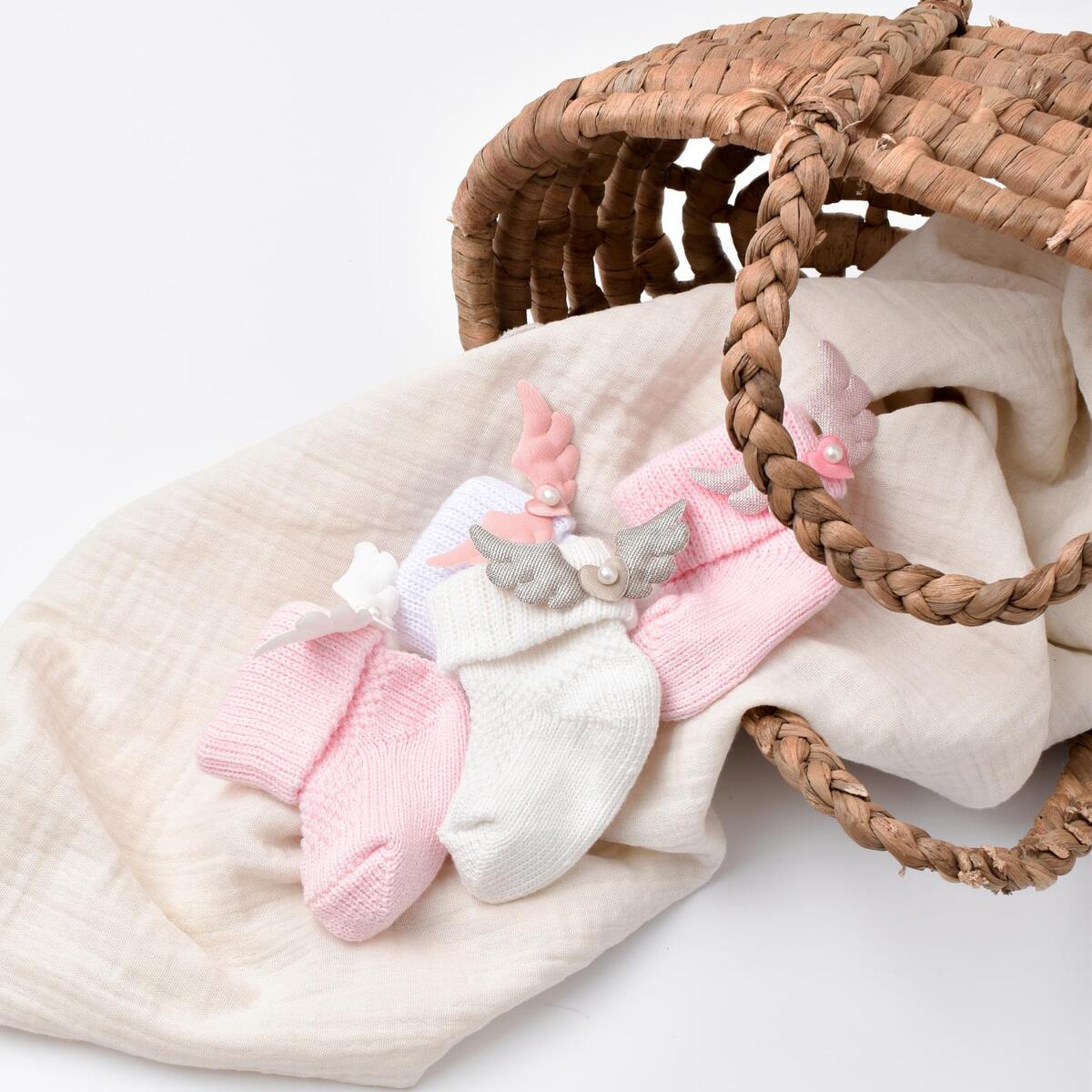 Bibaby Patik Çorap Angel Beyaz - Somon
