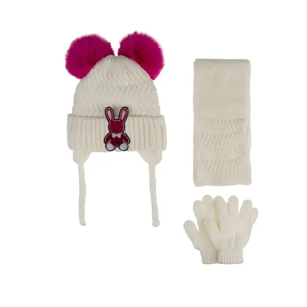 Kitti Eldiven Atkı Bere Takım 1-4Yaş Krem Asortili