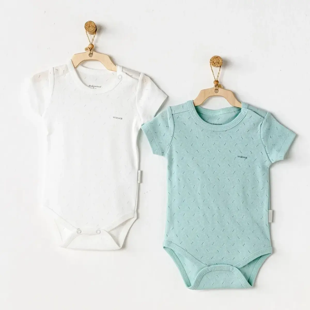 Andy Wawa Body Kısa Kol 2li Jacquard Basic Yeşil - Beyaz Andy Wawa Body Kısa Kol 2li Jacquard Basic Yeşil - Beyaz