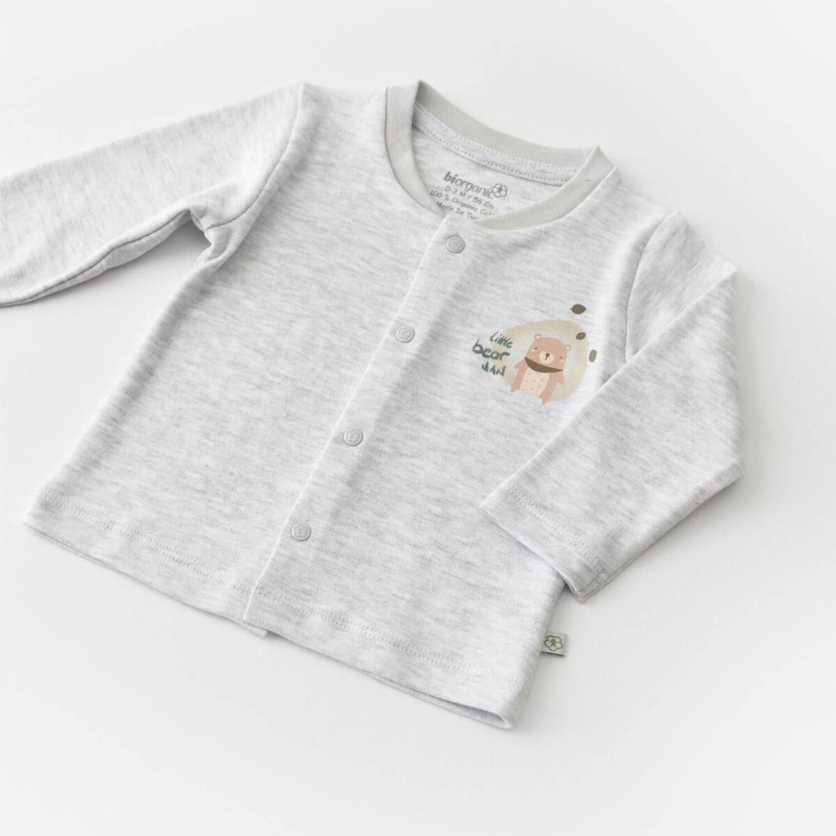 Bibaby Organik Zıbın Takımı Battaniyeli Tüllü Hug Me Bear Kar Melanj