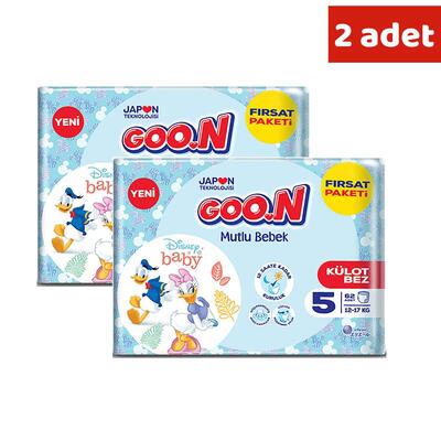 Goon Mutlu Bebek Külot Bebek Bezi 5 Beden 12-17 Kg 62li Aylık Fırsat Paket x2