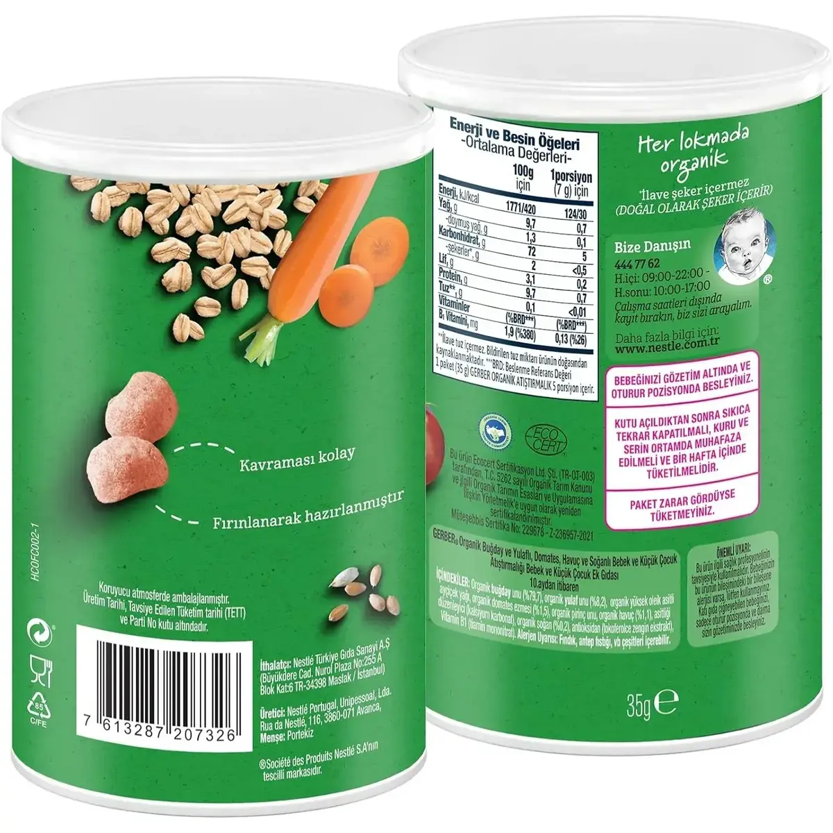 Gerber Organik Buğday Ve Yulaf Bebek Atıştırmalığı 35 gr 10+ Ay