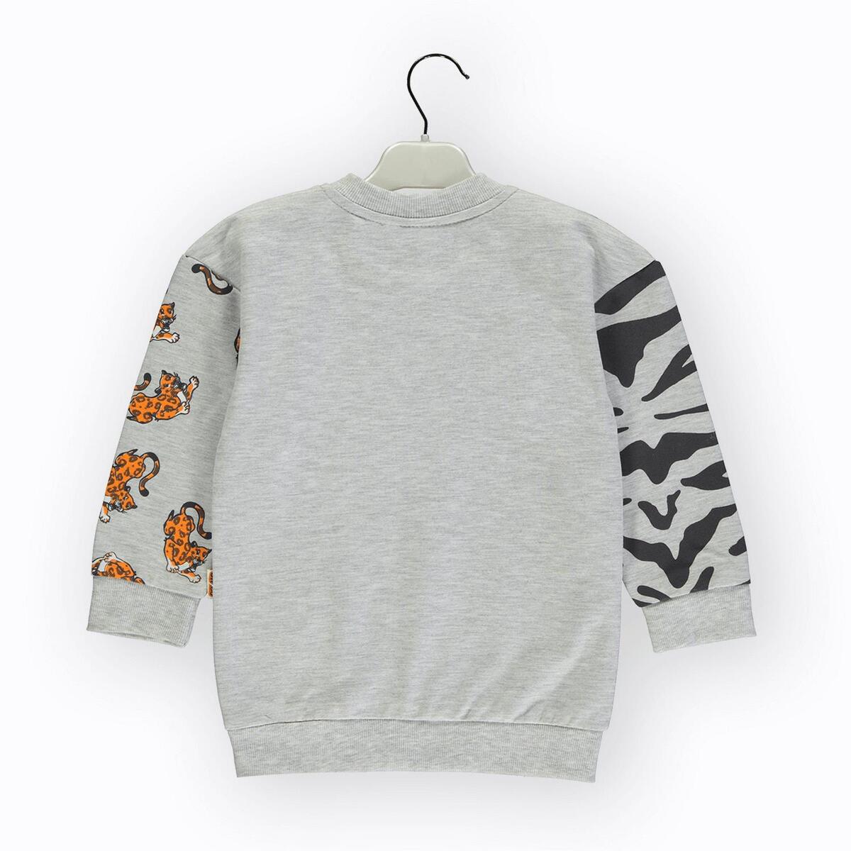 Overdo Sweatshirt Aslan Baskılı Gri