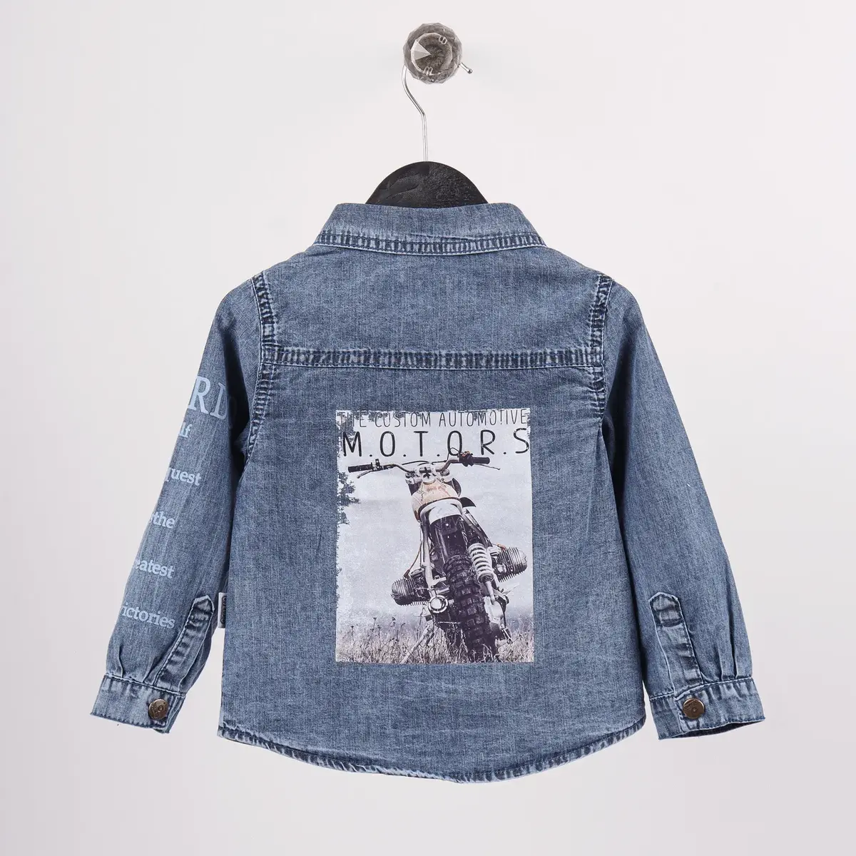 Overdo Gömlek Kol Baskılı Kot Mavi Denim