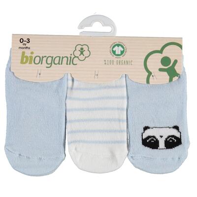 Bibaby Organik Çorap Soket 3lü Clever Boy Mavi