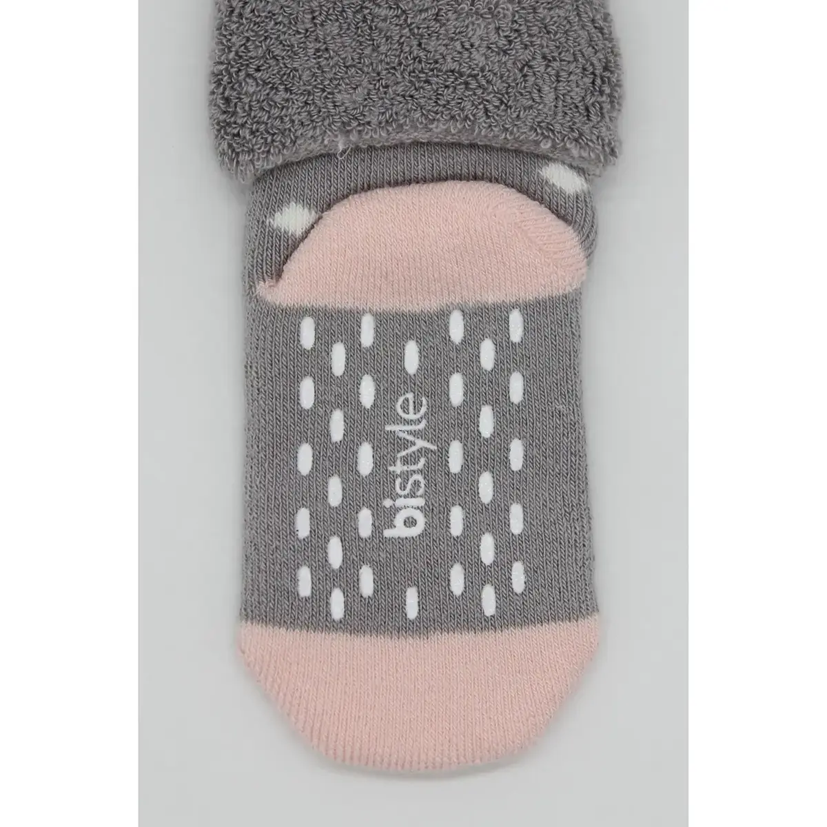 Bistyle Çorap Soket Havlu 2li Kaymaz Point Girl Gri - Pudra
