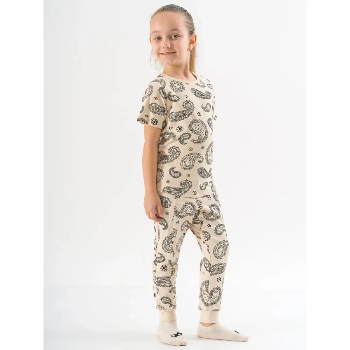 Moi Noi 2li Takım Şortlu Desenli Bej Moi Noi 2li Takım Şortlu Desenli Bej