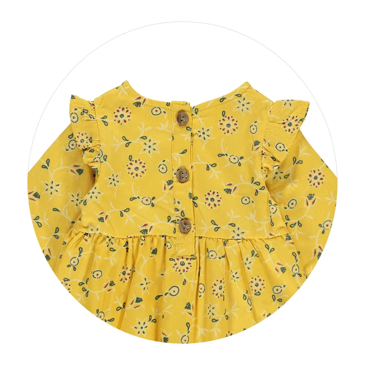 Overdo Elbise Bandanalı Kadife Çiçekli Sarı