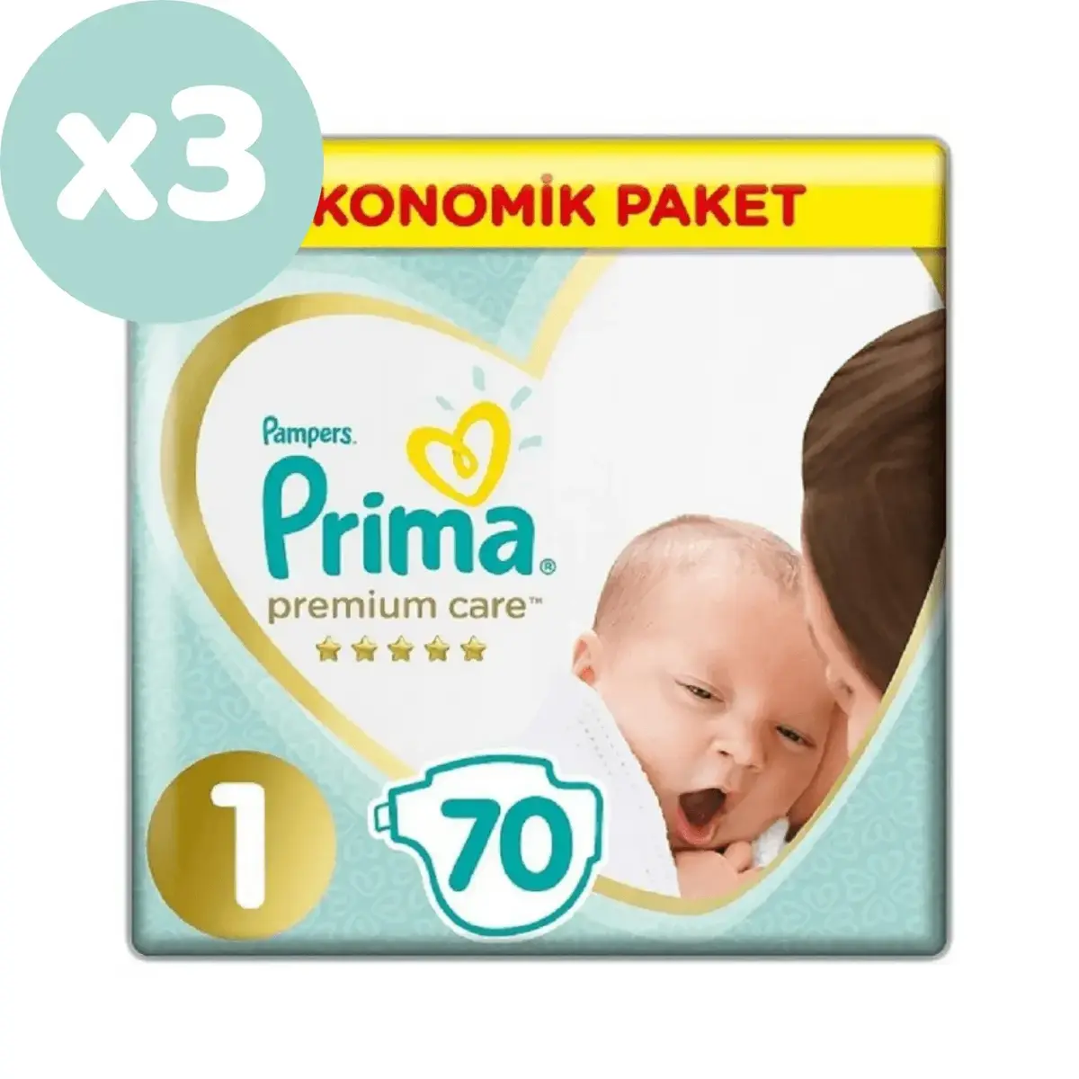 Prima Premium Care Bebek Bezi 1 Beden Yenidoğan 70li Ekonomik Paket x3