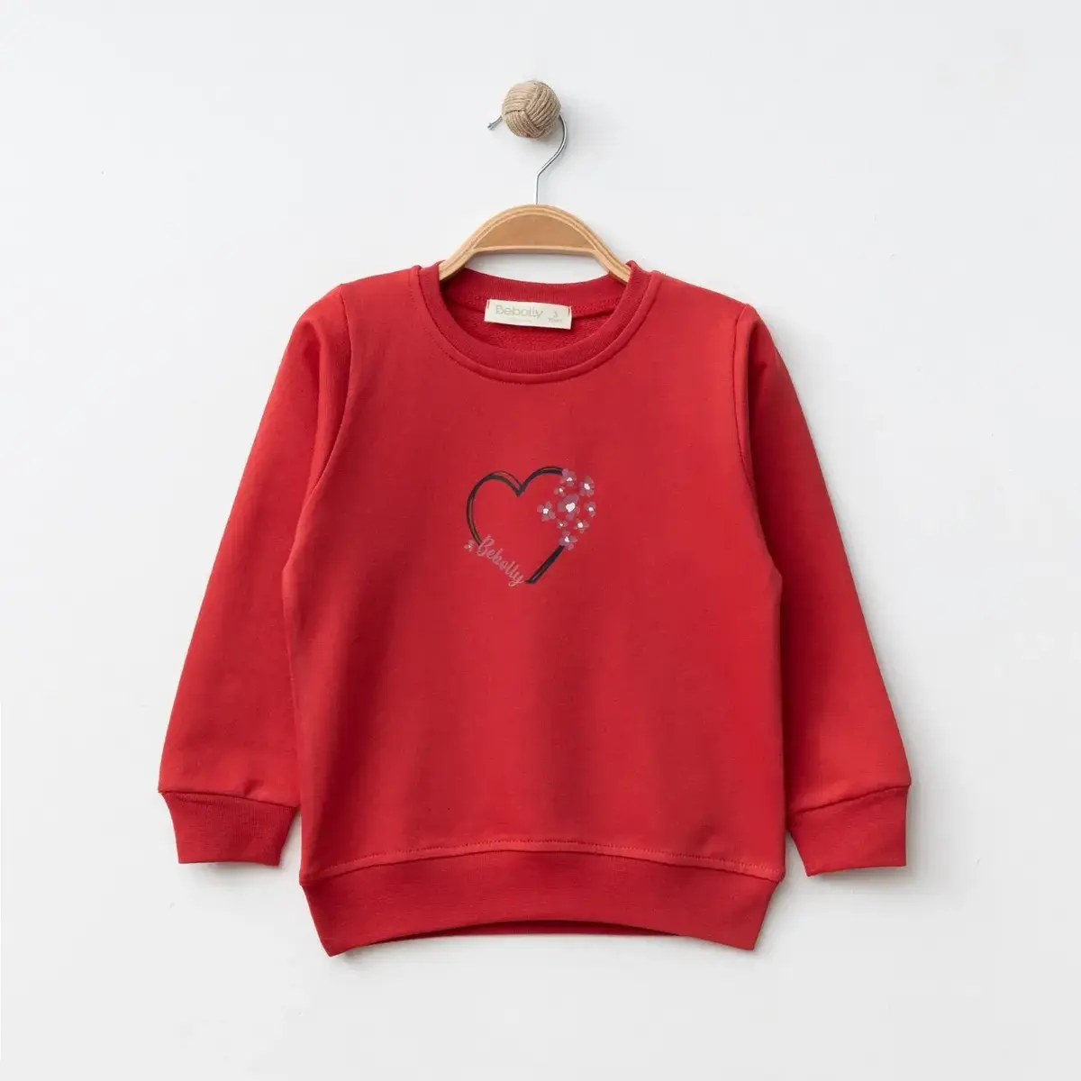 Bebolly Sweatshirt Kalp Baskılı Kırmızı