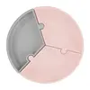 OiOi Vakum Tabanlı Silikon Puzzle Tabak  6+ Ay Pinky Pink - Powder Grey